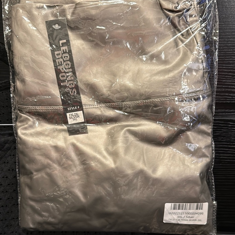 LEGGINGS DEPOT PU Leather Wide Waistband Leggings in Silver - Picture 3 of 5